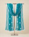 Blue Nazneen Chiffon Embroidered Dupatta with Floral Work