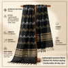 Cotton Cut Work Mens Dupatta – Black Gold Tone with Woven Design