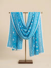 Blue Karachi Style Hand Embroidered Chiffon Dupatta