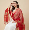 Elegant Red Cotton Zari Buta Dupatta | Lightweight Ethnic Drape