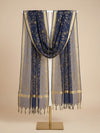 Organza Meena Jaal Mens Dupatta – Blue with Gold Woven Design