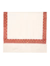 White Woolen Mens Shawl with Traditional Embroidered Border (80 x 40 Inches)