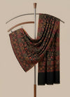 Noble Mens Wool Blend Floral Kani Weave Black Stole
