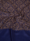 Woolen Mens Shawl in Blue with All-Over Floral Jaal Weave (80 x 40 Inches)