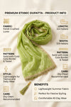 Fendi Mens Dupatta – Green Tone with Lace Border & Latkan Finish