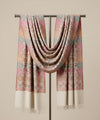 Noble Mens Wool Blend Floral Kani Weave Beige Stole
