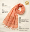 Cotton Mens Dupatta – Orange with Diamond Cut Work & Woven Border