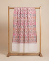 Noble Mens Wool Blend Floral Kani Weave White Stole