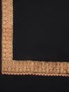 Solid Black Woolen Mens Shawl with Rich Embroidered Border – 80 x 40 Inches