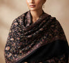 Naqsh-e-Kashmir Inspired Jamawar Floral Paisley Vine Wool Blend Blue Shawl