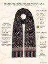 Reserve Mens Bamboo Silk Floral Kalamkari Printed Black Stole