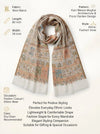 Noble Kani Weave Mughal Architecture & Floral Garden Wool Blend White Stole