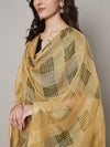 Beige Cotton Woven Check Dupatta with Tassel Detailing (Size: 2.5x1 m Approx)