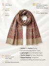 Regal Kani Weave Mughal Architecture & Floral Garden Wool Blend Beige Stole