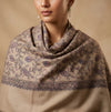 Naqsh-e-Kashmir Inspired Jamawar Floral Paisley Vine Wool Blend Beige Shawl