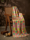 Luxe Chinon Women Phulkari Mulitcolor Dupatta with Geometric Thread Work & Lace Border