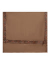 Brown Woolen Mens Shawl with Traditional Multicolour Embroidered Border (80 x 40 Inches)