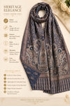 Everyday Bamboo Silk Heritage Printed Reversible Blue Stole