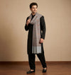 Mir-e-Khas Men's Kashmir-Inspired Jamawar Floral Paisley Vine Grey Shawl