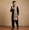 Mir-e-Khas Men's Kashmir-Inspired Jamawar Floral Paisley Vine Beige Shawl