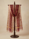 Organza Meena Jaal Mens Dupatta – Maroon with Gold Woven Design