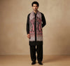 Mir-e-Khas Men's Kashmir-Inspired Paisley Jacquard Grey Shawl with Kani Floral Border