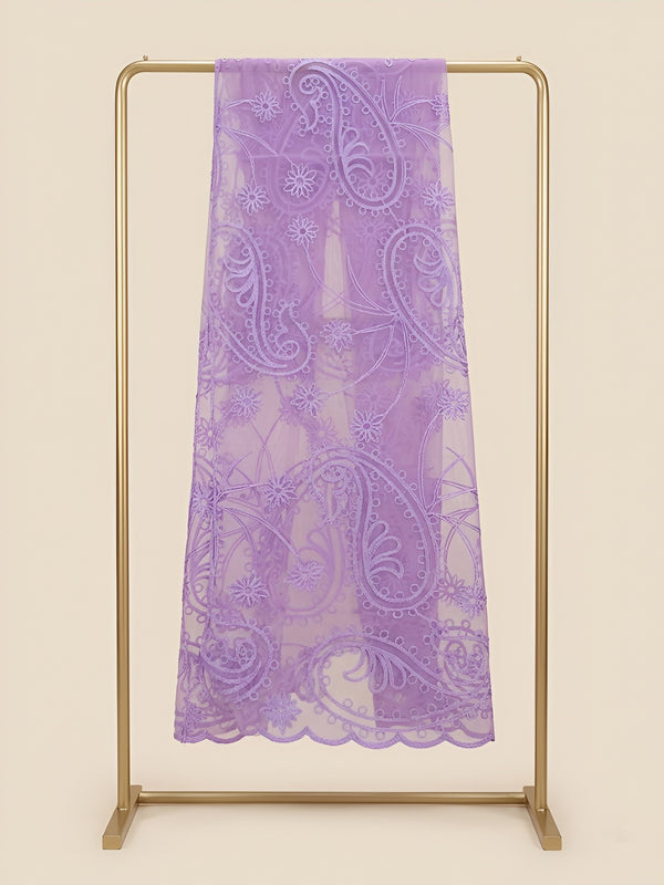 Lavender Organza Embroidered Dupatta for Women with Paisley & Floral