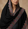 Naqsh-e-Kashmir Woven Kani Jacquard Black Shawl with Solid Panel & Traditional Border