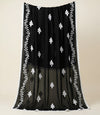 Black Nazneen Chiffon Mens Dupatta with Floral Embroidery & Border