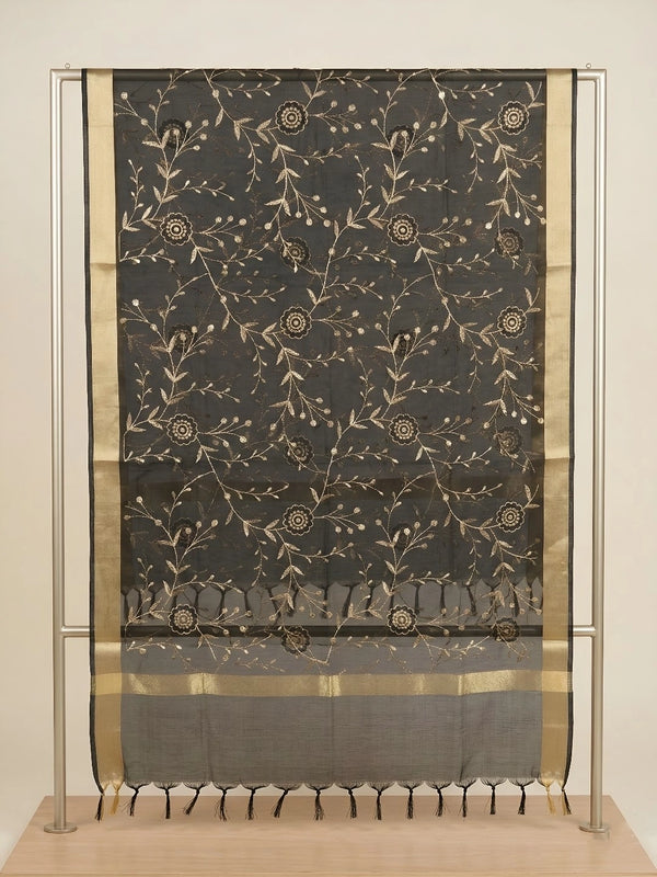Black Organza Meena Jaal Dupatta | Elegant Sheer Festive Drape