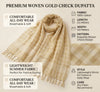 Gold Cotton Dupatta with Golden Stripe Weave & Tassel Border