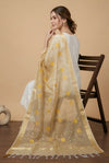 Yellow Organza Meena Jaal Dupatta | Elegant Sheer Festive Drape