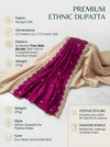 Luxe Fendi Women Purple Dupatta with 2 Side Scalloped Border, Mirror Detailing & Buti Embellishment