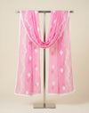 Pink Nazneen Chiffon Mens Dupatta with Floral Embroidery & Border