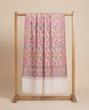 Regal Floral & Paisley Kani Weave Wool Blend White Stole