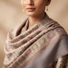 Naqsh-e-Kashmir Woven Kani Jacquard Floral Shawl with Traditional White Border & Panel
