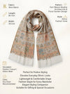 Regal Kani Weave Mughal Architecture & Floral Garden Wool Blend White Stole