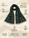 Bottle Green Chinon Dupatta with Gold Grid Embellishment (Size: 2.5x1 m Approx)