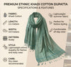 Khadi Cotton Mens Dupatta – Dusty Green with Textured Weave