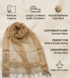 Gold Organza Dupatta with Mirror Flower Embroidery & Cutwork Border