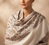 Naqsh-e-Kashmir Inspired Jamawar Floral Paisley Vine Wool Blend White Shawl