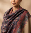 Naqsh-e-Kashmir Woven Kani Jacquard Floral Shawl with Traditional Beige Border & Panel