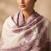Naqsh-e-Kashmir Woven Kani Jacquard Paisley White Shawl with Inner Bootas & Solid Panel