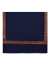 Blue Woolen Mens Shawl with Traditional Multicolour Embroidered Border (80 x 40 Inches)
