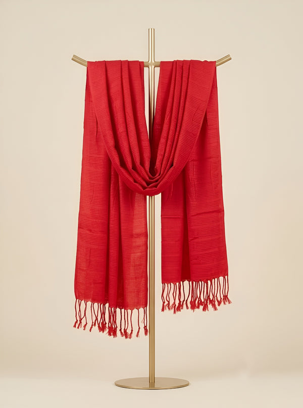 Everyday Solid Textured Viscose Red Women's Stole | Lightweight Wrap