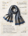 Everyday Wool Blend All-Over Zari Jacquard Woven Floral Trellis Blue Stole