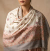 Naqsh-e-Kashmir Woven Kani Jacquard White Shawl with All-Over Buttis & Solid Panel