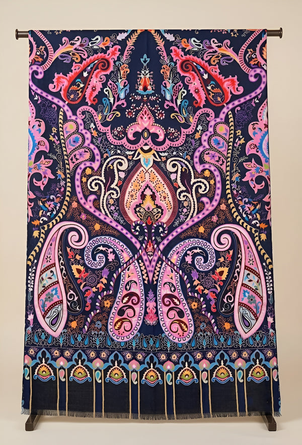 Signature Bamboo Silk Paisley PrintedStole | Heritage Ornamental Floral Print