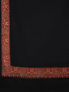 Black Woolen Mens Shawl with Traditional Multicolour Embroidered Border (80 x 40 Inches)