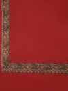 Woolen Women Shawl in Deep Maroon with Embroidered Traditional Border (80 x 40 Inches)